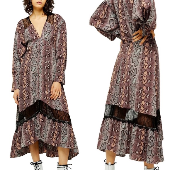 Topshop Dresses & Skirts - Long Sleeve Snake Print Dress
